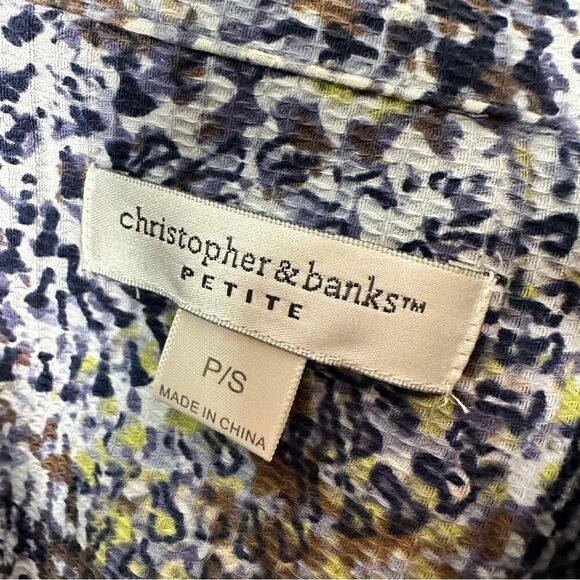 Christopher & Banks small petite blue & brown top - Picture 5 of 6